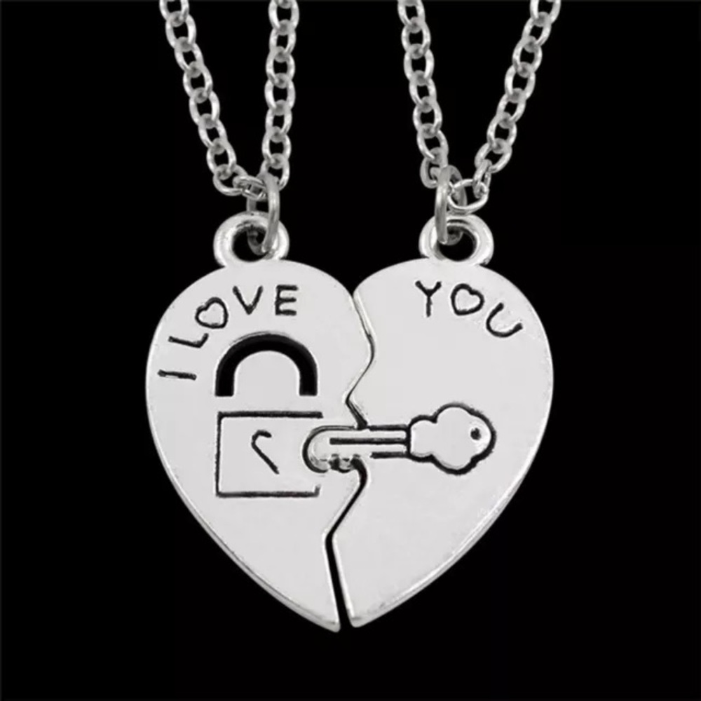 Lock & Key Heart Necklace Set